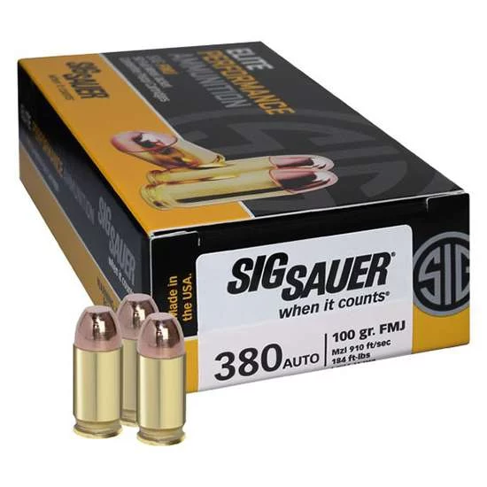 SIG SAUER AMMO 380 ACP 100GR ELITE BALL FMJ BOX/50 - Image 4